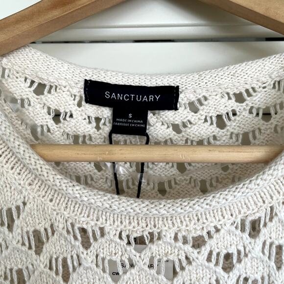 NWT Sanctuary Women's Open Stitch Crochet Knit Cotton Sweater Vest Size Small - Picture 4 of 7